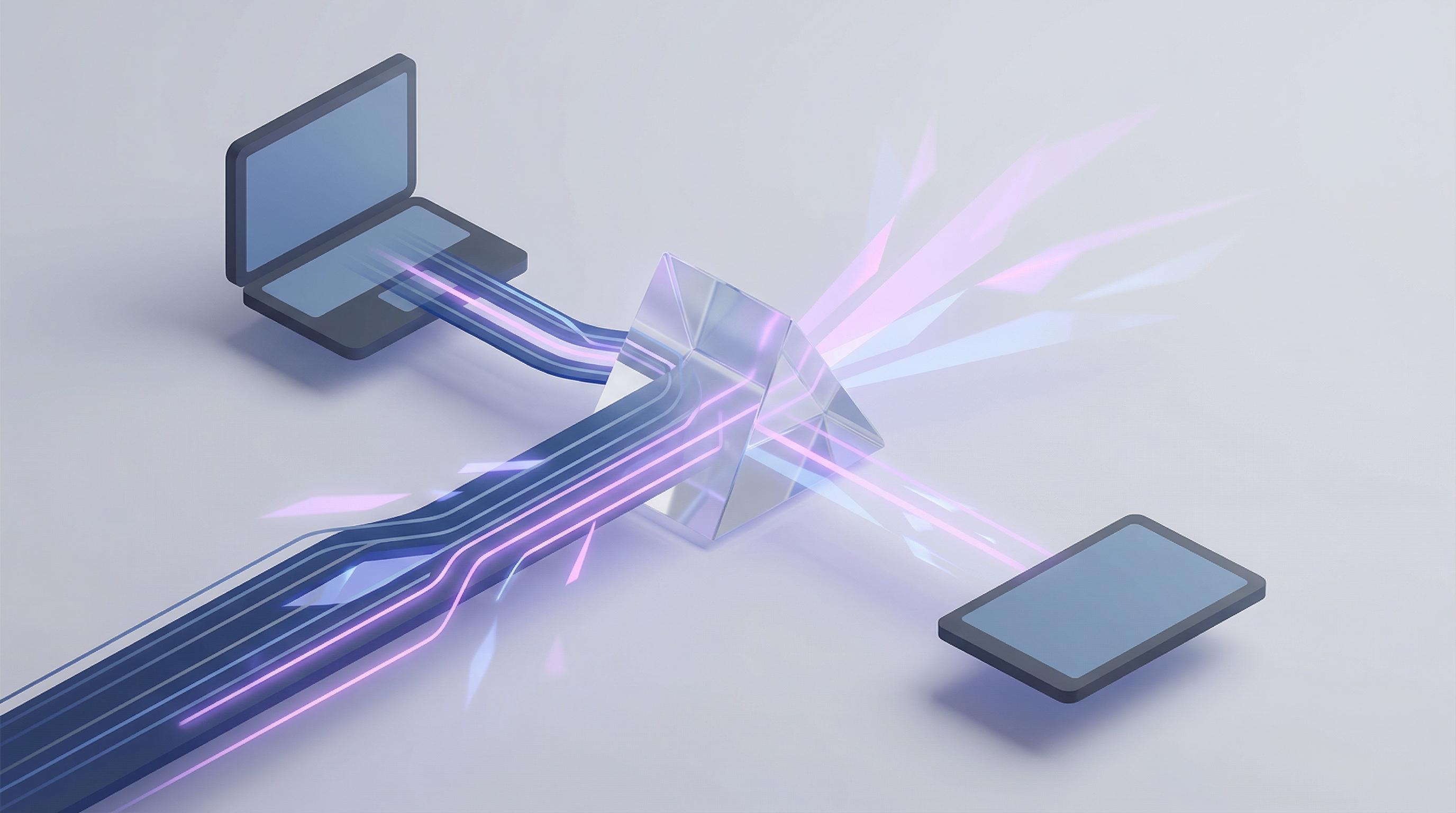 Abstract 3D Illustration of Data Interception in Cloud PDF Converters